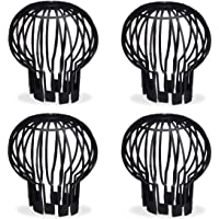 Relaxdays Protector de canalones- Cubiertas para bajantes- Anti-Atascos- Ø 13 cm- 4 Uds- Negro- PP